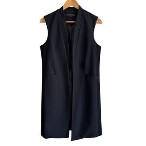 Willow & Thread Longline Vest Womens 9 Black Open Front Structured Blazer EUC